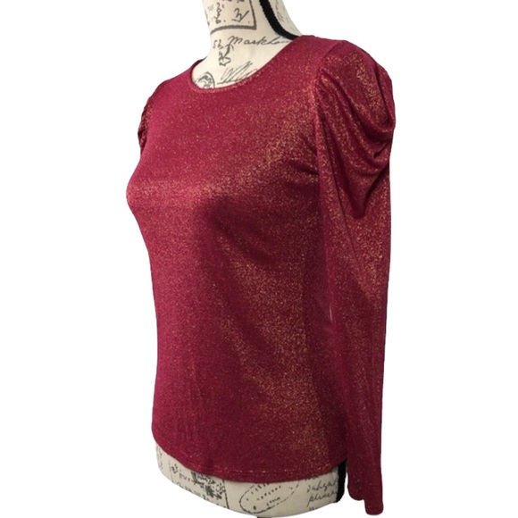 ✨Vintage✨ April, Puff Shoulder Sparkly Long Sleeve, Size S - Picture 8 of 13